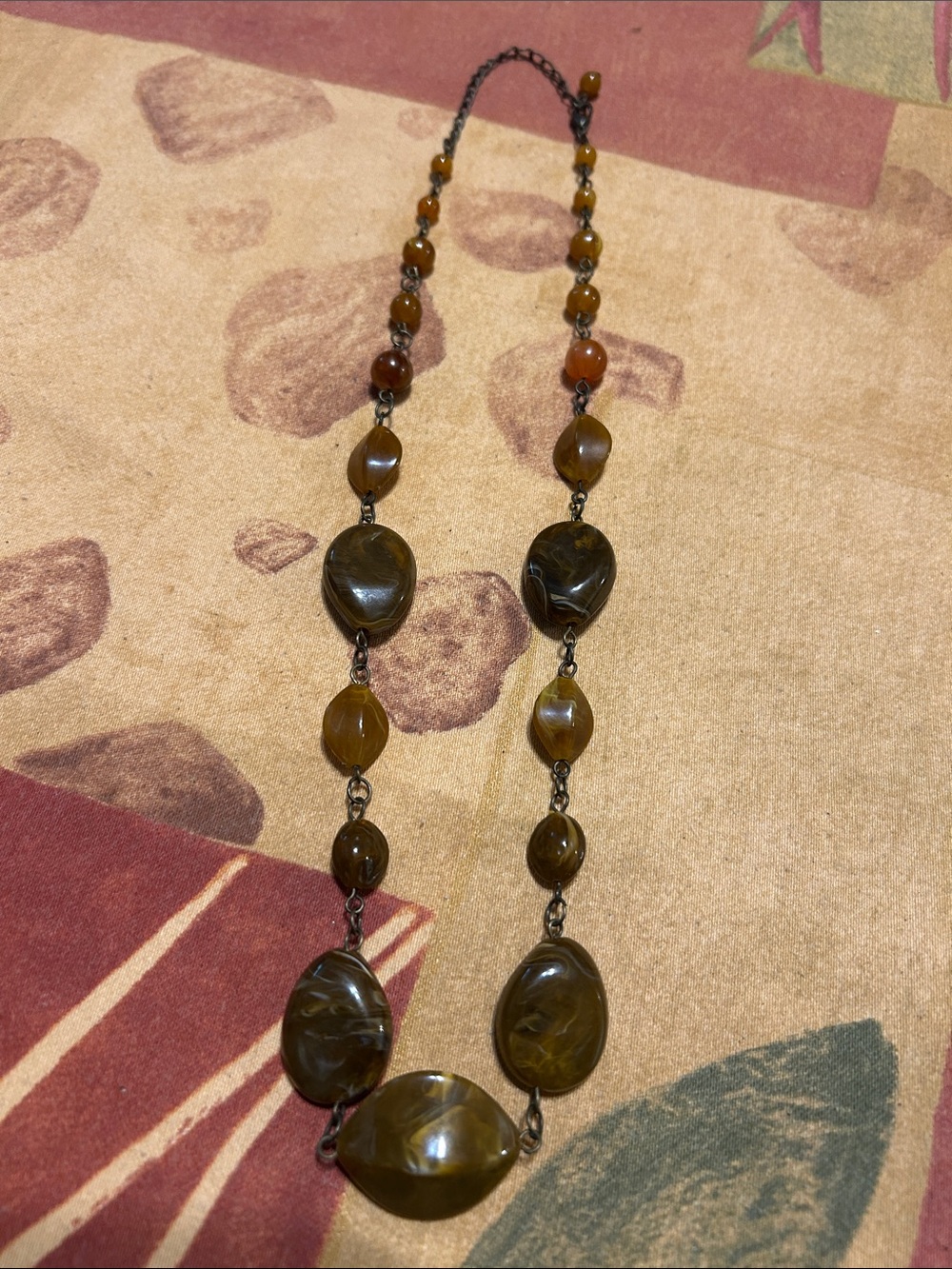 Brown Marbled Bead Statement Necklace - Women Jewelry